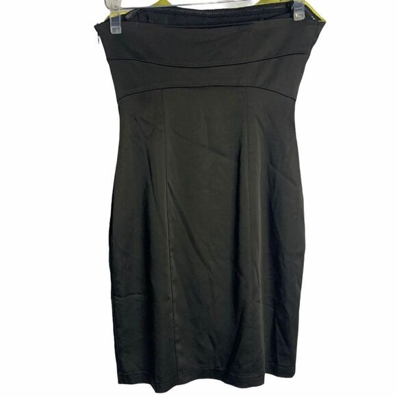 Vintage Y2K BCBG Strapless Mini Dress Womens 0 Black Chartreuse Stretch Boning - Picture 3 of 4
